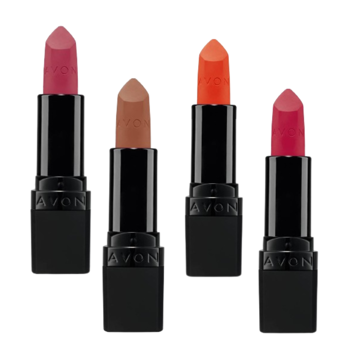Avon Super Lustrous Lipstick Set: Marvellous Mocha, Coral Fever, Mauve Matters, Ravishing Rose"