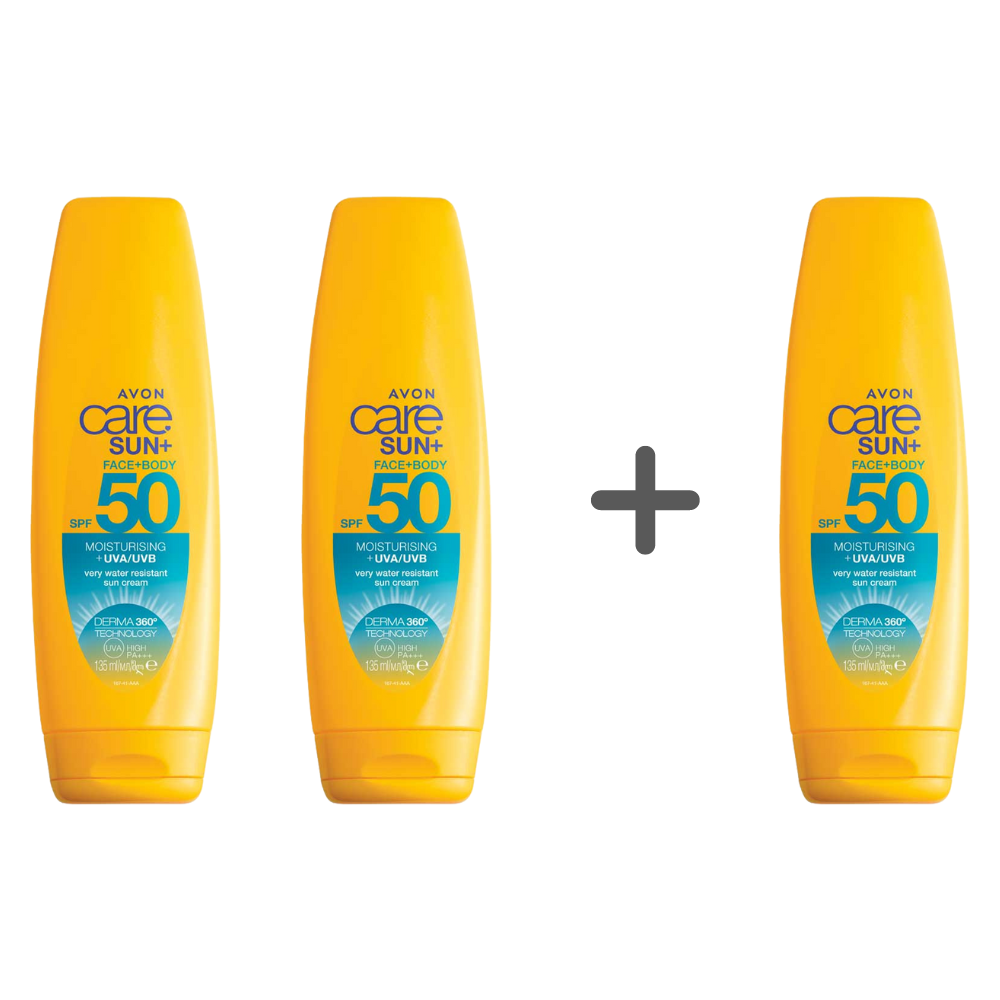 Avon Care Sun Face & Body Moisturising Lotion SPF50 - 135ml Pack OF 3