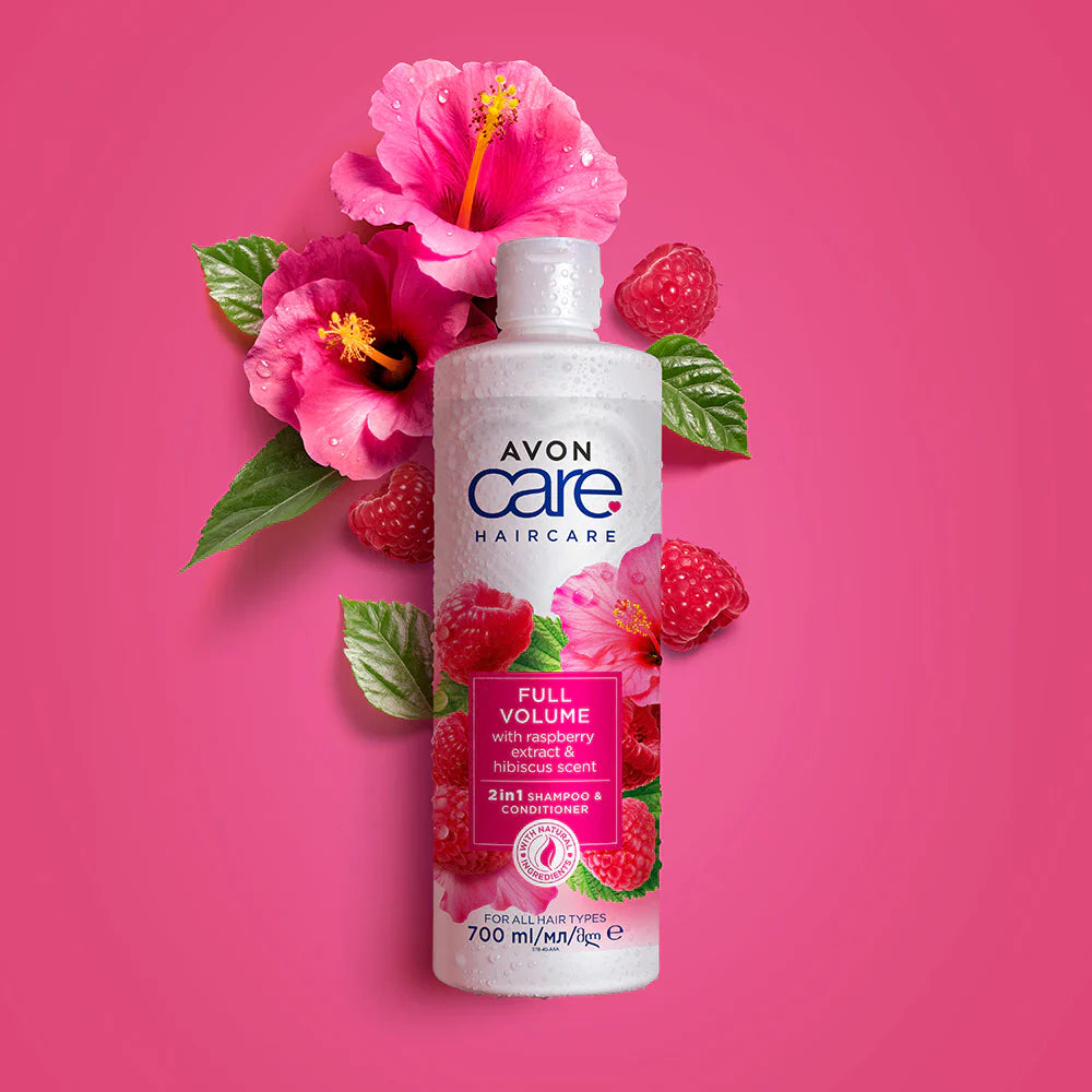 Avon Care Full Volume 2 in 1 Shampoo & Conditioner - Raspberry Exctract & Hibiscus Scent Pack Of 3
